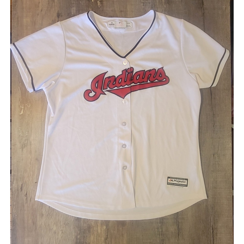 Cleveland Indians Majestic MLB Baseball Home White Jersey Size XL Made In USA‎